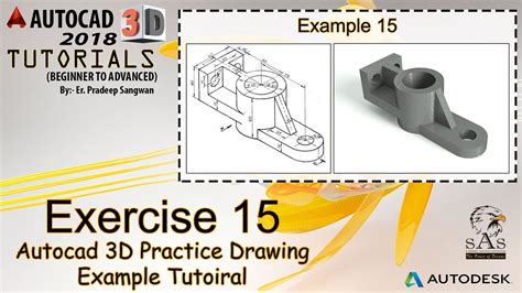 Autocad 3d Practice Drawing Exercise 15 Autocad 3d Example Tutorial