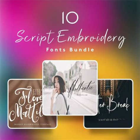 10 Script Embroidery Fonts Bundle MasterBundles