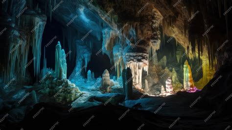 Premium Ai Image A Group Of People Standing Inside Of A Cave