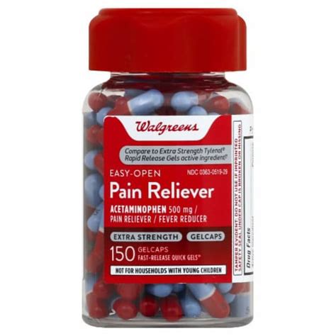 Walgreens Extra Strength Pain Reliever Acetaminophen Gelcaps Mg