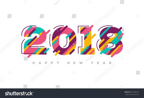 2018 Happy New Year Greeting Card Stock Vector (Royalty Free) 735639415 | Shutterstock