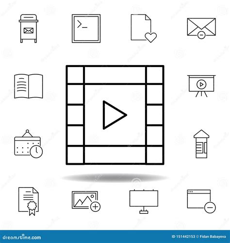 Icono Video Del Esquema De La Tira De La Pel Cula Sistema Detallado De