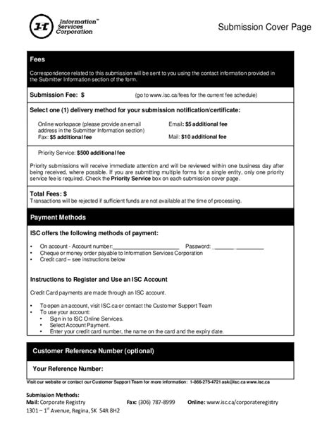 Fillable Online Fillable Online ISC Corporate Registry Forms Fax