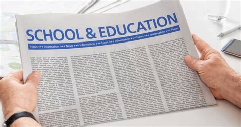 Newspaper With The Headline School And Education Stock Photo Image Of