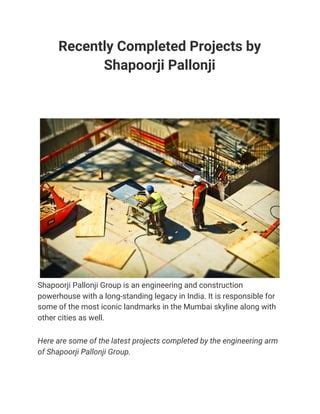 Recently completed projects by shapoorji pallonji | PDF