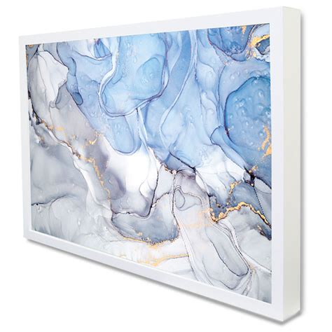 Quadro Decorativo Caixa Alta Vidro Abstrato Mármore Azul Maya