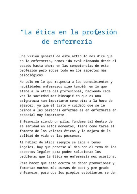 Docx La Tica En La Profesi N De Enfermer A Dokumen Tips