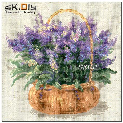 Sk Diy D Diamante Pintura Cruz Puntada Flor De Lavanda Franc S