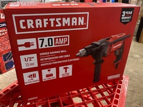 Craftsman 7 0 1 2 13mm Corded Hammer Drill CMED741 Brand New