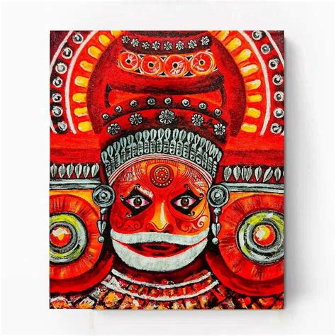 Theyyam Painting Kerala Canvas Painting South Indian Art Onam Decor