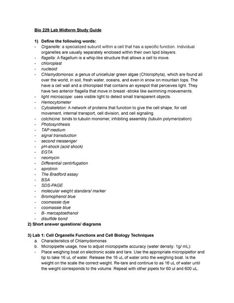 Bio Lab Midterm Study Guide Bio Lab Midterm Study Guide
