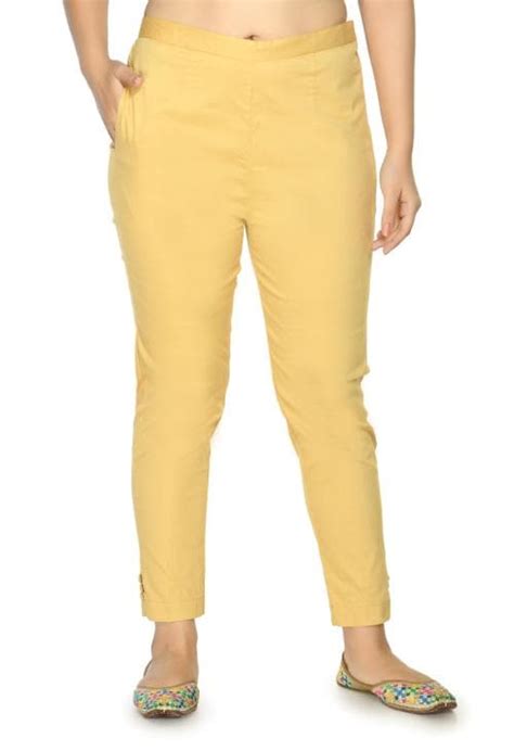 Buy Preego Women Beige Stylish Cotton Blend Trouser Pant Online At Best Prices In India Jiomart