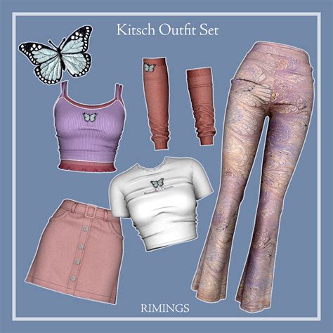 Rimings Kitsch Outfit Set Rimings On Patreon Sims Sims Sims Mods