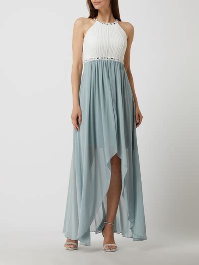 Jake S Cocktail Abendkleid Aus Chiffon Mit Strasssteinen Schilf