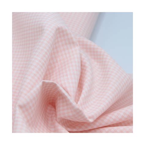 Tissu coton Vichy carreaux Coloris blanc nude Vendu au mètre