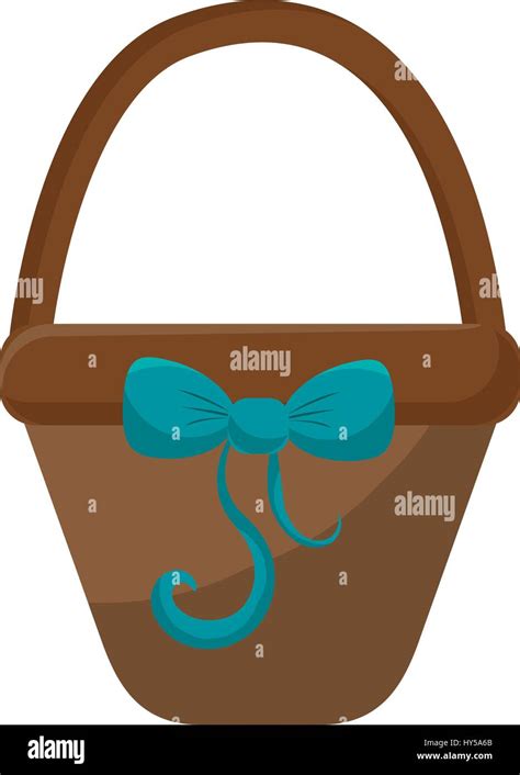 Brown Hamper With Blue Ribbon Bow Decoration Stock Vector Image And Art