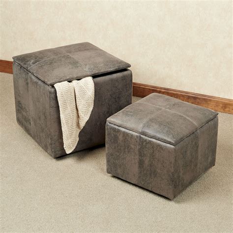 Nexus Dark Gray Storage Ottoman Set