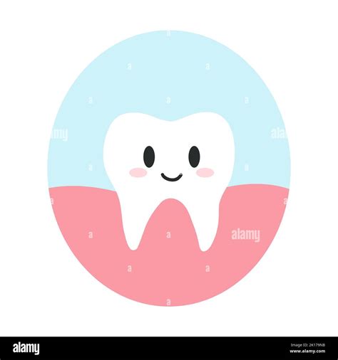 Cute Happy Tooth In Cartoon Flat Style Vector Illustration Of Clean