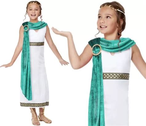 ENFANT FILLE DE Luxe Romain Toge Costume Déguisement Enfant Grec