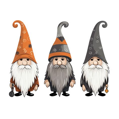 Premium Photo Three Cartoon Gnomes With Hats And Long Beards Standing