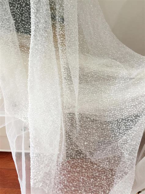 1 Yard Exquisite Heavily Beaded Soft Tulle Lace Fabric With Etsy