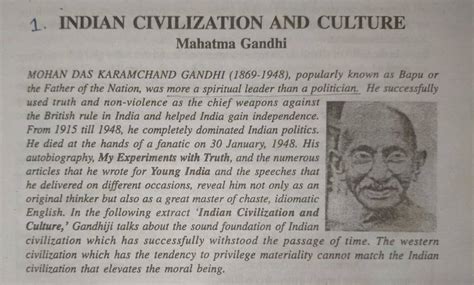 1 INDIAN CIVILIZATION AND CULTURE Mahatma GandhiMOHAN DAS KARAMCHAND GA