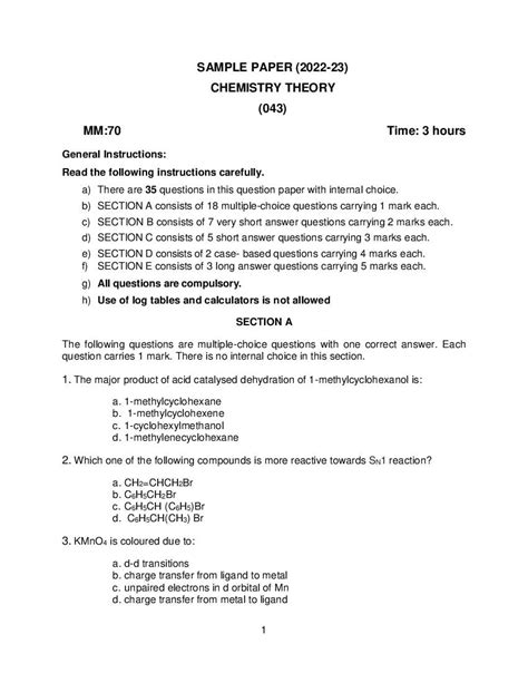 Cbse Question Paper Class Chemistry Image To U