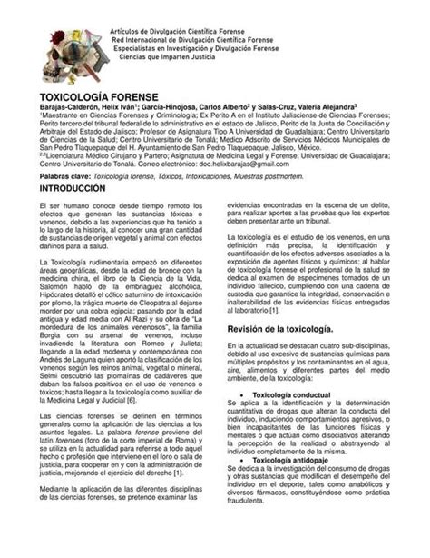 Toxicología Forense Forensic notes uDocz