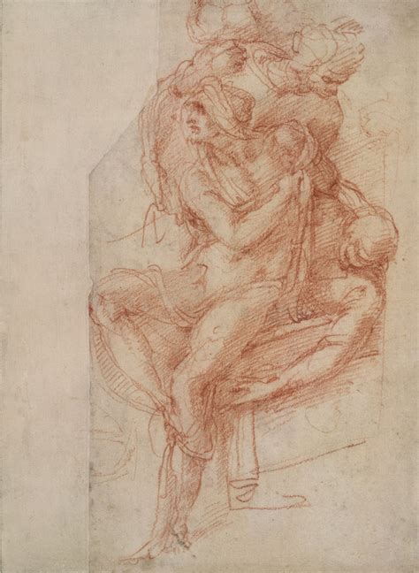 Study For The Raising Of Lazarus By Michelangelo Buonarotti Red