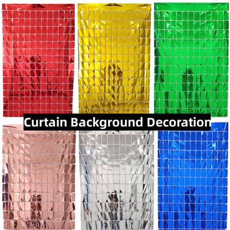 1 2M Foil Curtain Square Backdrop Glitter Sequin Wall Birthday Party