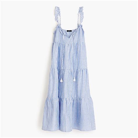 J Crew Ruffle Tiered Maxi Dress In Sofia Stripe For Women