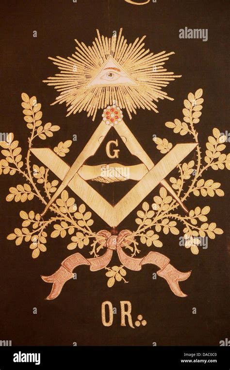 Masonic Banner Grande Loge De France Paris France Europe Stock