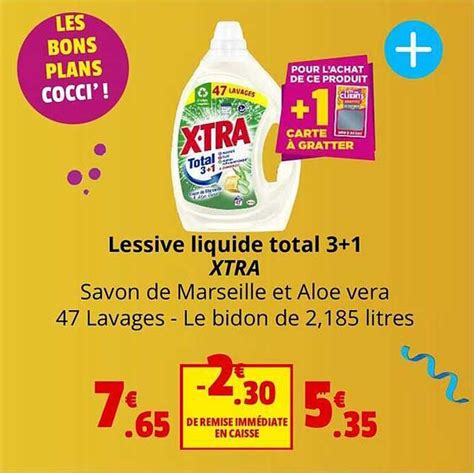 Promo Lessive Liquide Total 3 1 Xtra Savon De Marseille Et Aloe Vera