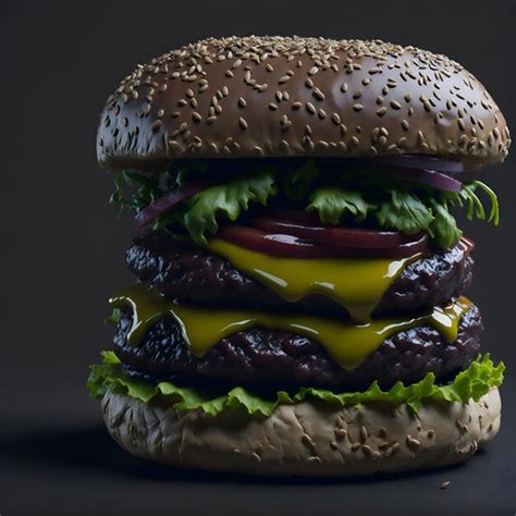 Premium Ai Image A Hamburger With Cheese And Lettuce On It