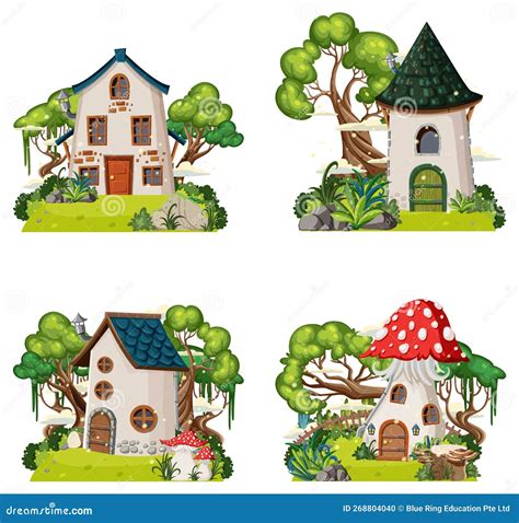 Set Of Fairy Tale House Isolated Stock Vector Illustration Of