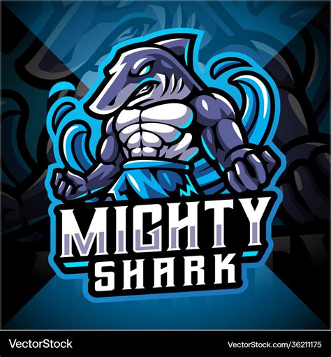 Mighty Shark Esport Mascot Logo Royalty Free Vector Image