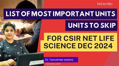 List Of Most Important Units Units To Skip For Csir Net Life Science