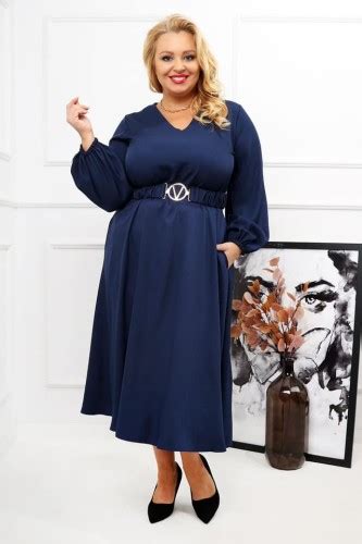 Sukienka Maxi Z Paskiem ZUMBA Granatowa Plus Size 42 50 Butiknaplus Pl