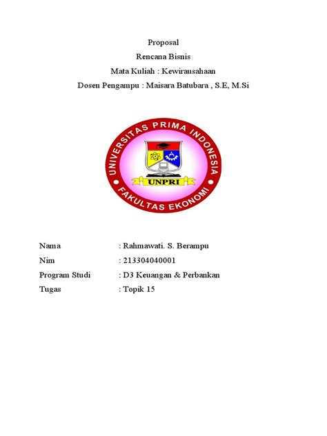 Proposal Kewirausahaan Pdf