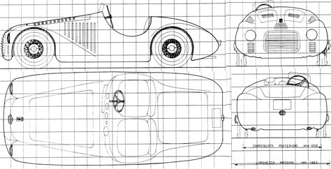 1947 Ferrari 125 S Cabriolet blueprints free - Outlines