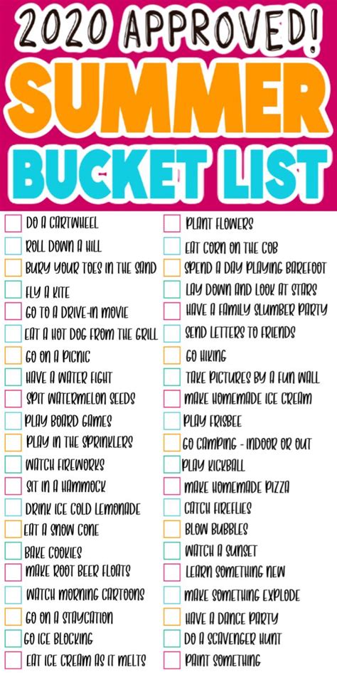 The Ultimate Summer Bucket List Free Printable Summer Bucket Lists