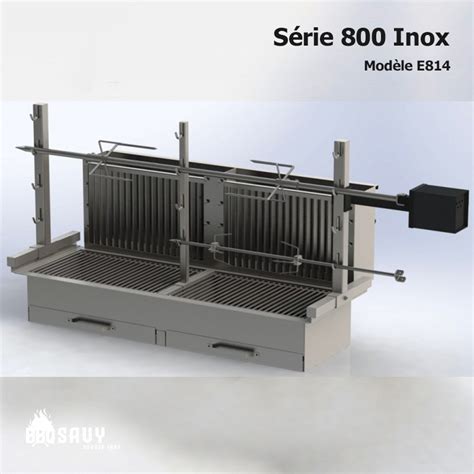 Barbecue En Inox Avec Foyer Vertical Horizontal Et Chariot Irissarry