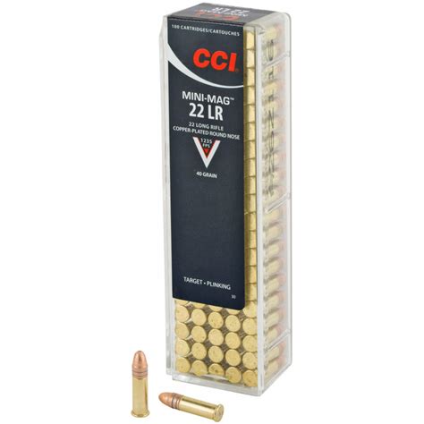 Cci Mini Mag 22lr 40 Grain Gilded Lead Roundnose 1235 Fps Ammunition 100 Round Box Limitless