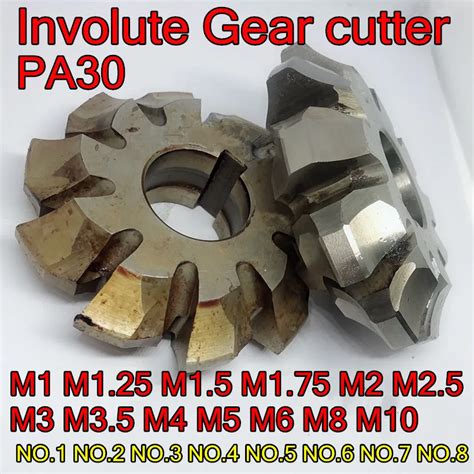 Involute HSS M2 Gear Milling Cutter PA30 Degrees M1 M1 25 M1 5 M1 75 M2