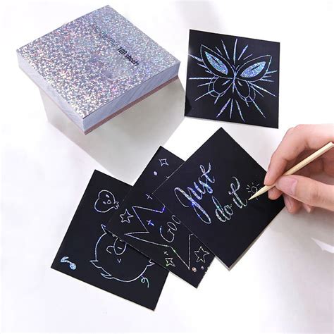 Scratch Paper Art Set 100 Pcs Scratch Paper For Kids Black Scratch Off ...