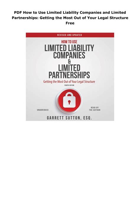 Pdf How To Use Limited Liability Companies And Limited Partnerships Getting The Most Out Of