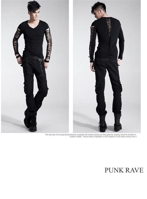 Punk Rave Fashion Mens Gothic Visual Kei Black Tee Shirt Top Steampunk M L Xl Ebay Rave