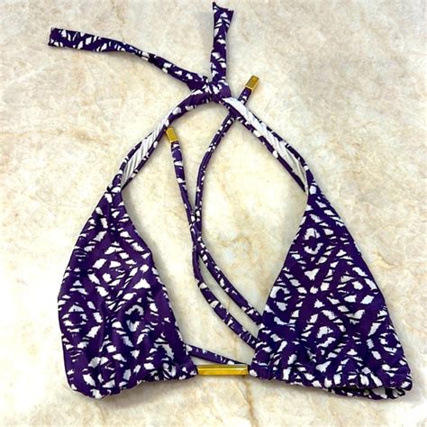 Vix Swim Vix Purple And White Triangle Top Bikini With Metal