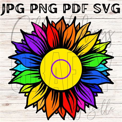 Lgbtqia Pride Svg Intersex Pride Flag Svg Rainbow Flower Digital Files Etsy Rainbow