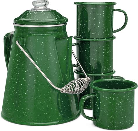 Amazon COLETTI Classic Camping Coffee Pot Enamel Mug Set